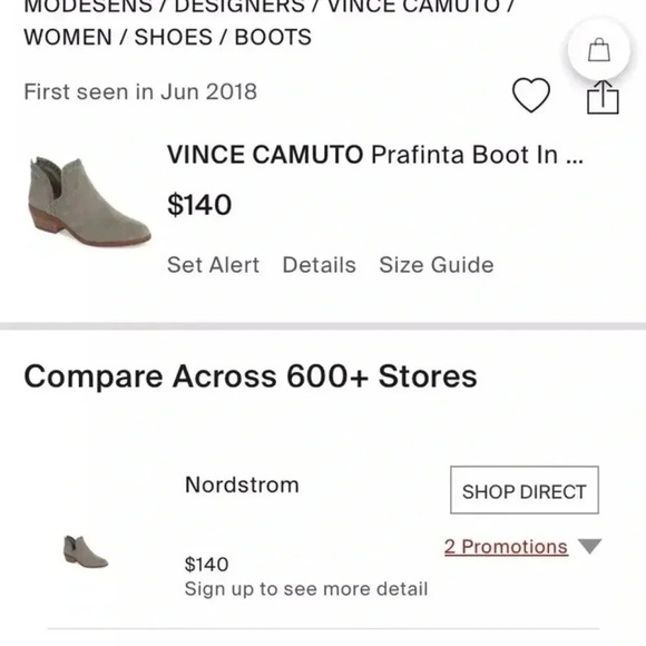 VINCE CAMUTO Chateau Gray Leather Prafinta Ankle Booties Suede Boot Sz 9.5 - Picture 11 of 11